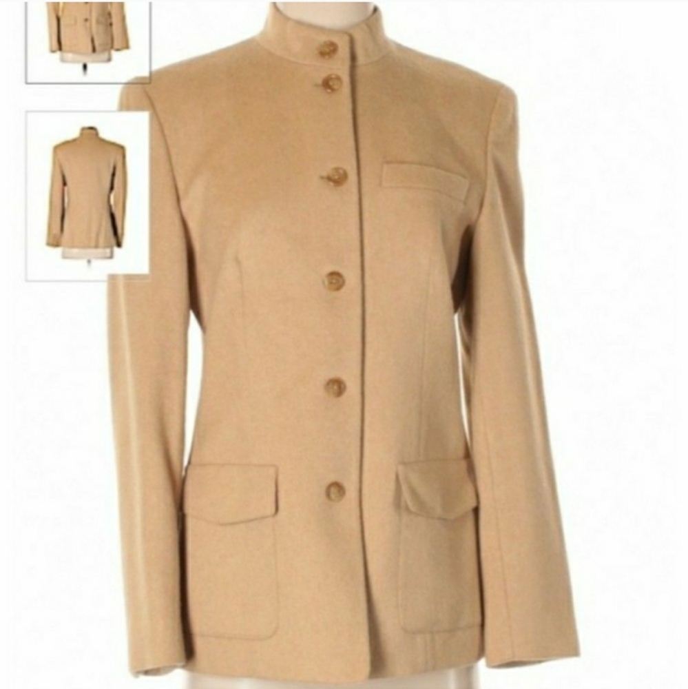 TALBOTS ITALIAN COAT CAMEL HAIR BLAZER TAILORED TAN CAMEL SIZE 2 P WOMEN 2 P